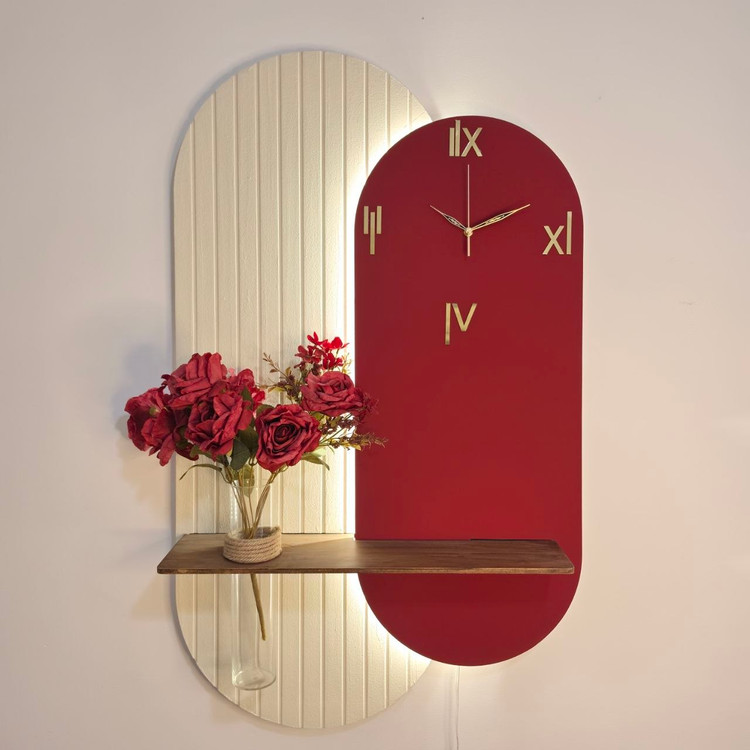 تابلو زنده ساعت دیواری زرشکی